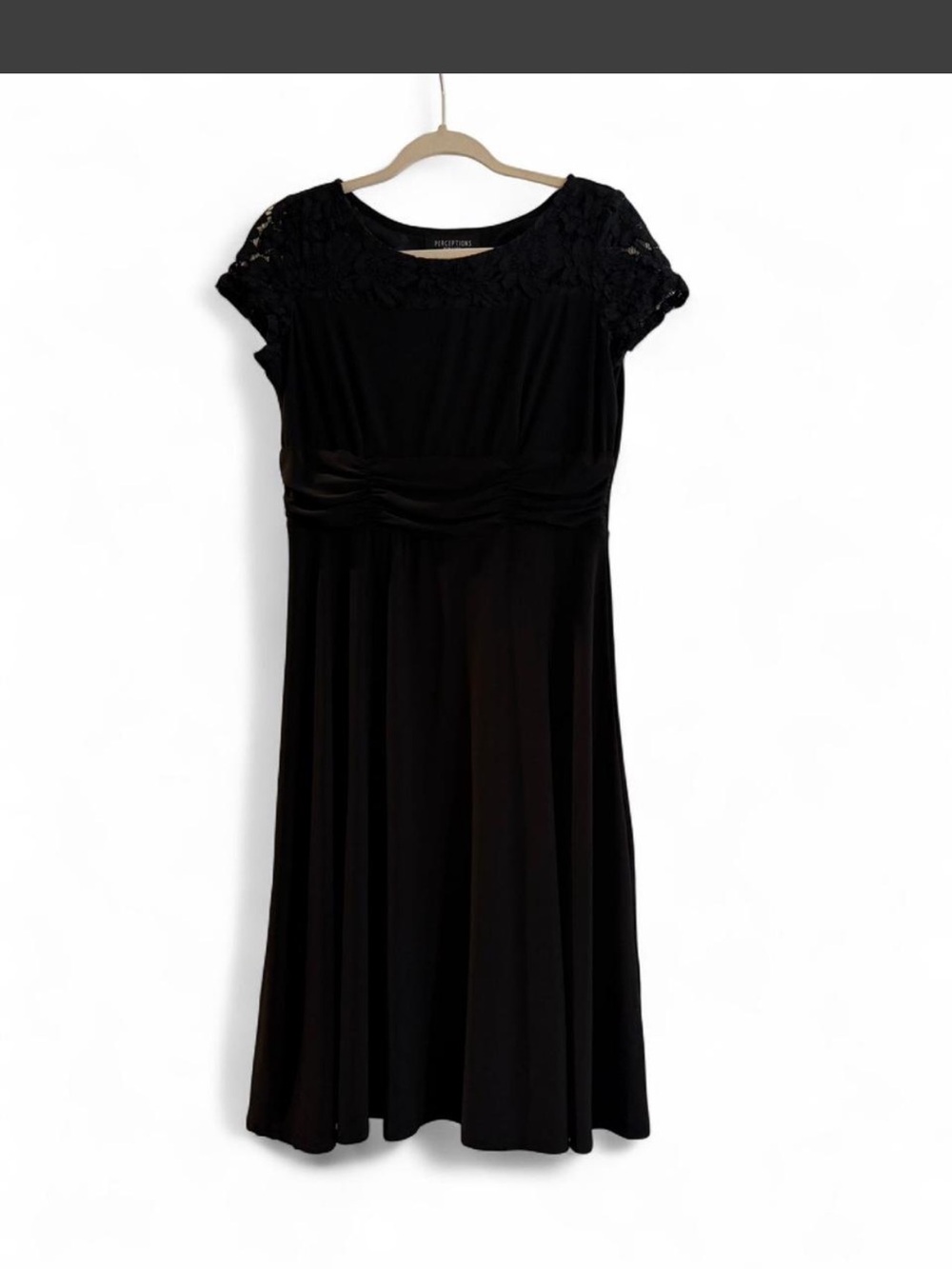 Black Lace-Trim Fit & Flare Dress